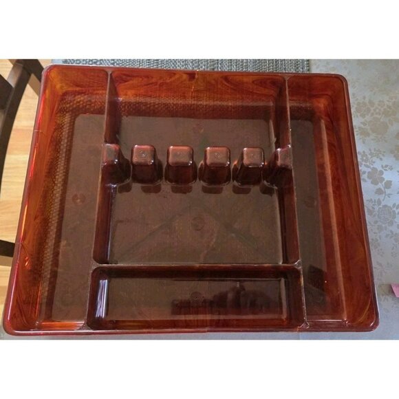 Vintage Vogue Faux Tortoise Plastic Acrylic Flatware Silverware Caddy Cracks - Picture 1 of 8